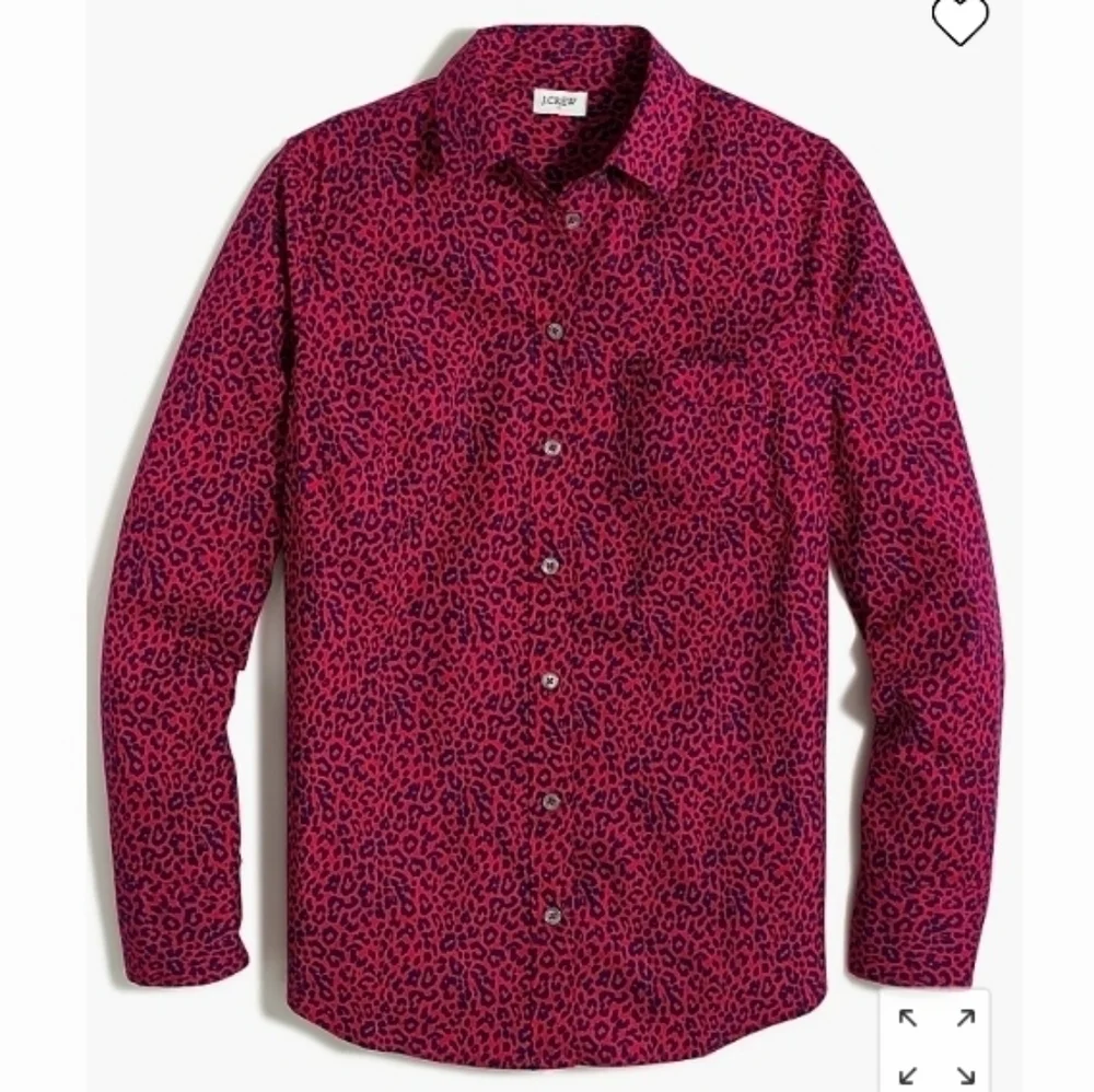 NWT J. Crew Button Up Stretch Cotton Poplin Shirt Signature Fit Leopard Print